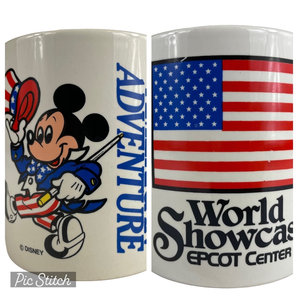 Vintage Disney Epcot Center World Adventure Mickey Mouse Patriotic Coffee Mug HF
